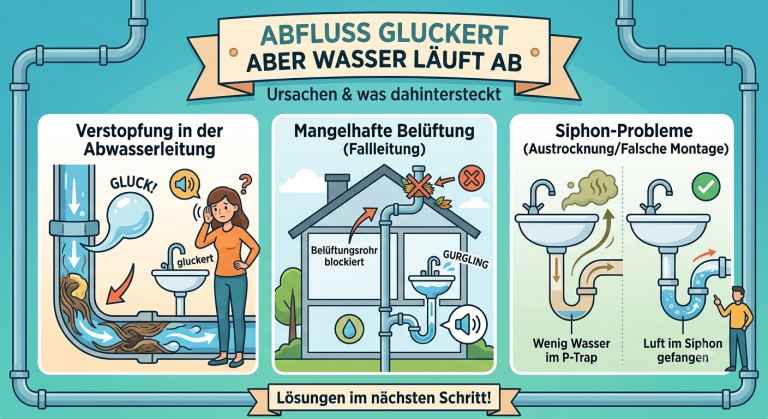 Abfluss gluckert aber Wasser läuft ab