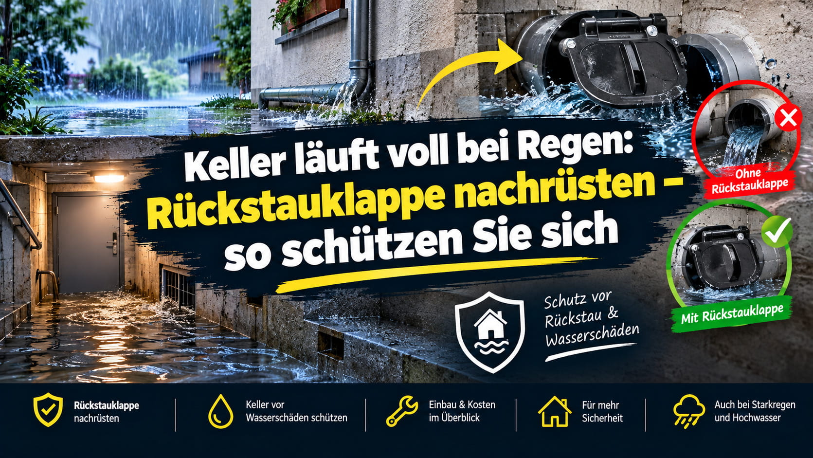 Keller läuft voll bei Regen
